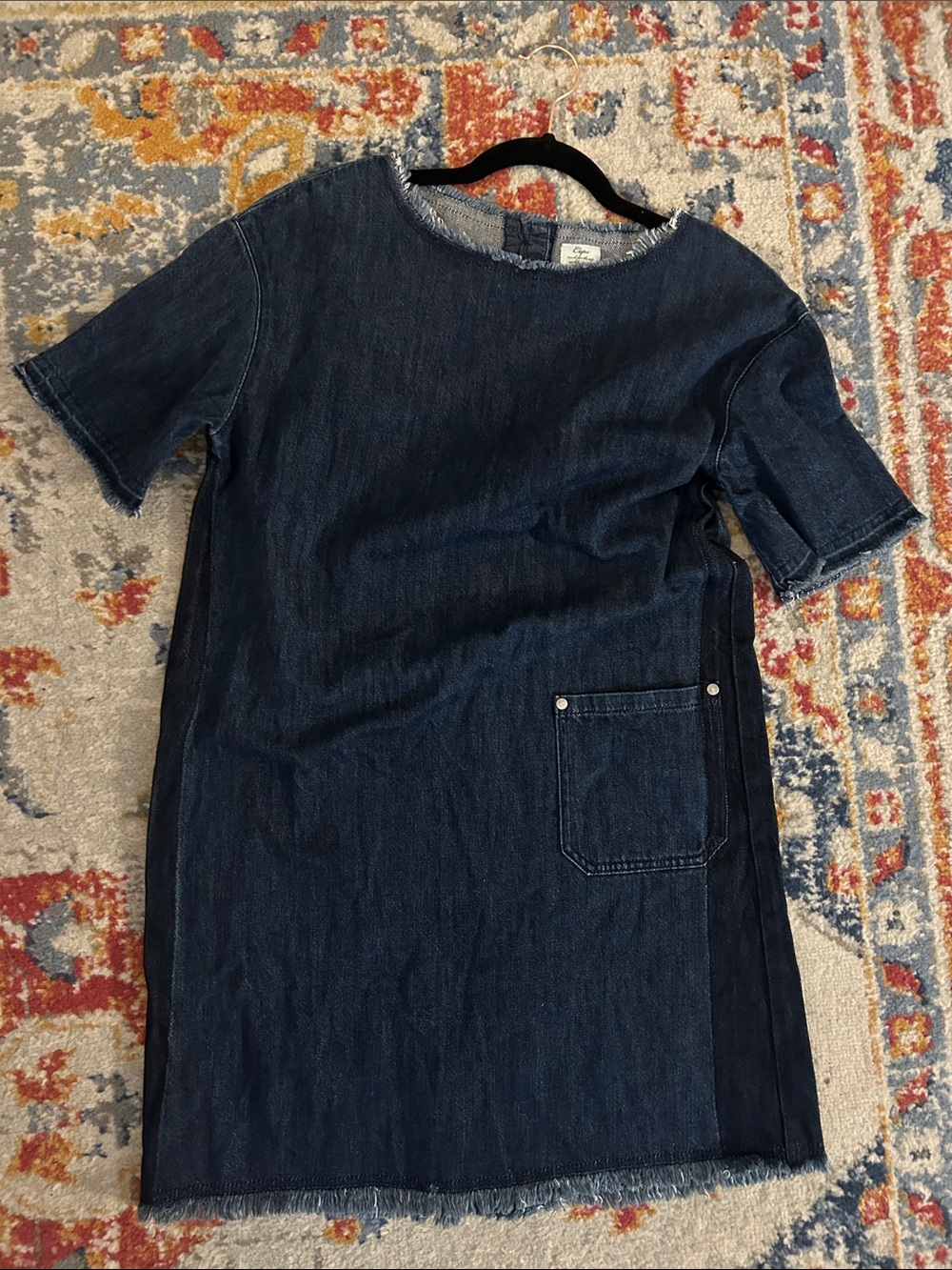 Cepo Denim Dark Blue Denim Mini Shift Dress with Pocket - Picture 3 of 5